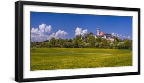 Germany, Bavaria, Upper Bavaria, FŸnfseenland, Andechs, Spring Scenery with Cloister of Andechs-Udo Siebig-Framed Photographic Print