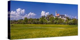 Germany, Bavaria, Upper Bavaria, FŸnfseenland, Andechs, Spring Scenery with Cloister of Andechs-Udo Siebig-Stretched Canvas