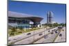 Germany, Bavaria, Upper Bavaria, Munich, Georg-Brauchle-Ring at the Olympic Park with Bmw Tower-Udo Siebig-Mounted Photographic Print