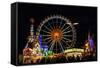 Germany, Bavaria, Upper Bavaria, Munich, Theresienwiese, Oktoberfest, Big Wheel, at Night-Udo Siebig-Framed Stretched Canvas