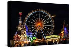 Germany, Bavaria, Upper Bavaria, Munich, Theresienwiese, Oktoberfest, Big Wheel, at Night-Udo Siebig-Stretched Canvas