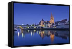 Germany, Bavaria, Upper Palatinate, Danube, Regensburg (City-Udo Siebig-Framed Stretched Canvas