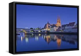 Germany, Bavaria, Upper Palatinate, Danube, Regensburg (City-Udo Siebig-Framed Stretched Canvas