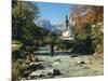 Germany, Berchtesgadener Land District, Ramsau, Church, Brook, Reiter Alpe-Thonig-Mounted Photographic Print