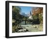 Germany, Berchtesgadener Land District, Ramsau, Church, Brook, Reiter Alpe-Thonig-Framed Premium Photographic Print