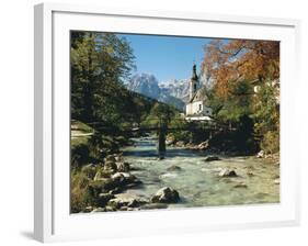 Germany, Berchtesgadener Land District, Ramsau, Church, Brook, Reiter Alpe-Thonig-Framed Photographic Print