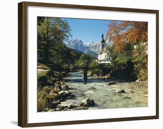 Germany, Berchtesgadener Land District, Ramsau, Church, Brook, Reiter Alpe-Thonig-Framed Photographic Print