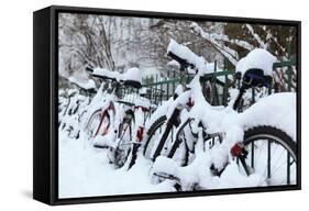 Germany, Berlin, Bicycles, Snowy-Catharina Lux-Framed Stretched Canvas