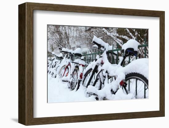 Germany, Berlin, Bicycles, Snowy-Catharina Lux-Framed Photographic Print