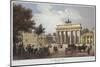 Germany, Berlin, Brandenburg Gate from Unter Den Linden Avenue-null-Mounted Giclee Print