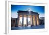 Germany, Berlin. Cyclists Passing under the Brandenburg Gate-Ken Scicluna-Framed Photographic Print