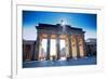 Germany, Berlin. Cyclists Passing under the Brandenburg Gate-Ken Scicluna-Framed Photographic Print