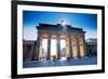 Germany, Berlin. Cyclists Passing under the Brandenburg Gate-Ken Scicluna-Framed Photographic Print