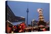 Germany, Berlin, Dusk, Alexanderplatz, Christmas Market, Pyramid, Television Tower-Catharina Lux-Stretched Canvas