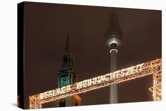 Germany, Berlin, Dusk, Alexanderplatz, Christmas Market-Catharina Lux-Stretched Canvas