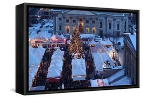 Germany, Berlin, Dusk, Gendarmenmarkt, Christmas Market from Above-Catharina Lux-Framed Stretched Canvas