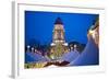 Germany, Berlin, Mitte, Gendarmenmarkt, Christmas Market, Elevated View with Deutscher Dom-Walter Bibikow-Framed Photographic Print