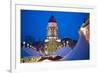 Germany, Berlin, Mitte, Gendarmenmarkt, Christmas Market, Elevated View with Deutscher Dom-Walter Bibikow-Framed Photographic Print