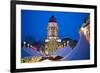 Germany, Berlin, Mitte, Gendarmenmarkt, Christmas Market, Elevated View with Deutscher Dom-Walter Bibikow-Framed Photographic Print