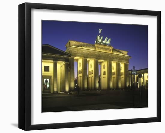 Germany, Berlin, Mitte, Pariser Platz, the Brandenburg Gate, Early Classicism, Dusk-Andreas Keil-Framed Premium Photographic Print