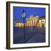 Germany, Berlin, Pariser Platz (Square), the Brandenburg Gate, Night-Rainer Mirau-Framed Photographic Print