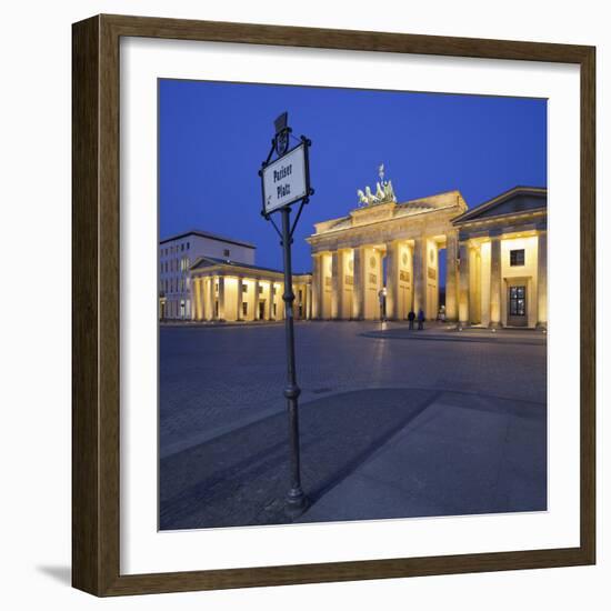 Germany, Berlin, Pariser Platz (Square), the Brandenburg Gate, Night-Rainer Mirau-Framed Photographic Print