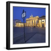 Germany, Berlin, Pariser Platz (Square), the Brandenburg Gate, Night-Rainer Mirau-Framed Photographic Print