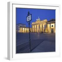 Germany, Berlin, Pariser Platz (Square), the Brandenburg Gate, Night-Rainer Mirau-Framed Photographic Print