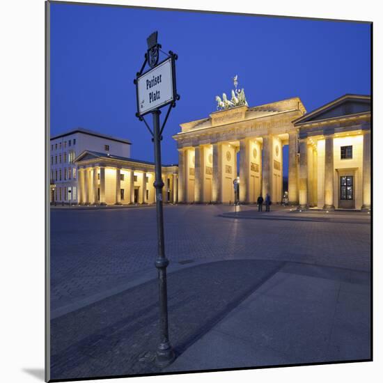 Germany, Berlin, Pariser Platz (Square), the Brandenburg Gate, Night-Rainer Mirau-Mounted Photographic Print