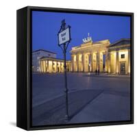 Germany, Berlin, Pariser Platz (Square), the Brandenburg Gate, Night-Rainer Mirau-Framed Stretched Canvas