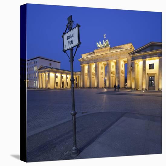 Germany, Berlin, Pariser Platz (Square), the Brandenburg Gate, Night-Rainer Mirau-Stretched Canvas