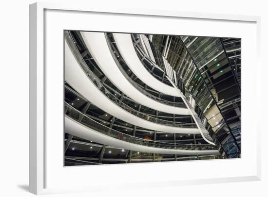 Germany, Berlin, Reichstag, Dome Interior, Evening-Walter Bibikow-Framed Photographic Print