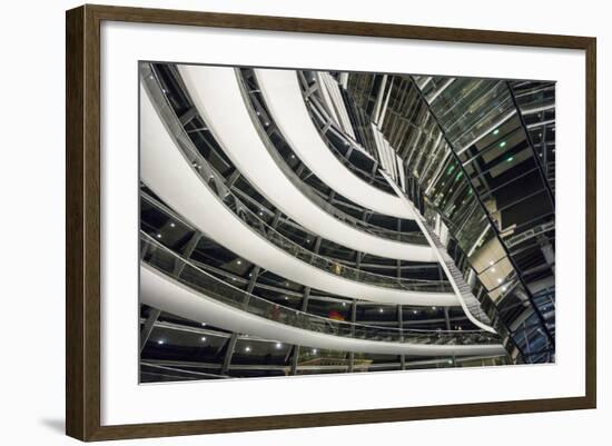 Germany, Berlin, Reichstag, Dome Interior, Evening-Walter Bibikow-Framed Photographic Print