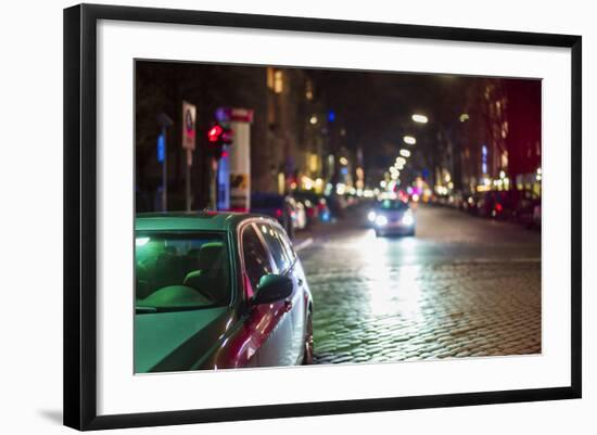 Germany, Berlin, Savigny Platz, Bmw and Bleibtreustrasse, Evening-Walter Bibikow-Framed Photographic Print