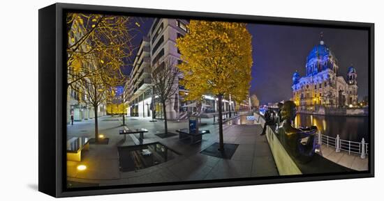 Germany, Berlin, Spree Shore Near Aquadom, Gdr Museum, Berlin Cathedral, Evening-Torsten Elger-Framed Stretched Canvas