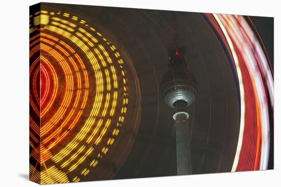 Germany, Berlin, Television Tower, Ferris Wheel, Night-Catharina Lux-Stretched Canvas