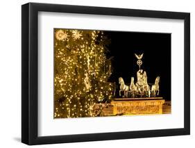 Germany, Berlin, the Brandenburg Gate, Christmas Tree, Night-Catharina Lux-Framed Photographic Print