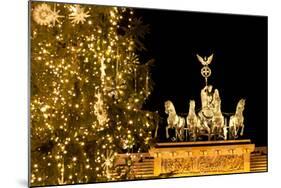 Germany, Berlin, the Brandenburg Gate, Christmas Tree, Night-Catharina Lux-Mounted Photographic Print