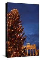 Germany, Berlin, the Brandenburg Gate, Night, Christmas Tree-Catharina Lux-Stretched Canvas
