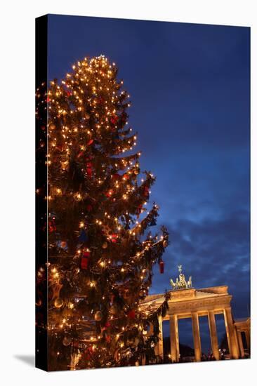 Germany, Berlin, the Brandenburg Gate, Night, Christmas Tree-Catharina Lux-Stretched Canvas