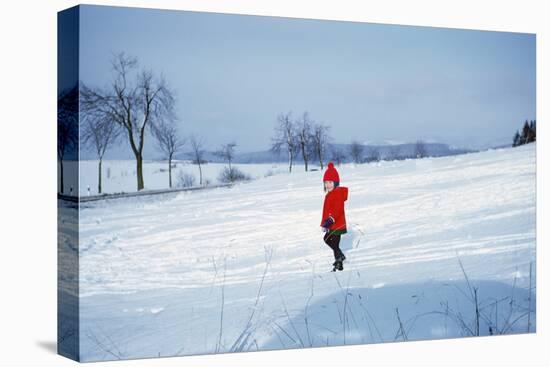 Germany - Bielefeld - 1960's Child Plays in Snow-Richard Baker-Stretched Canvas