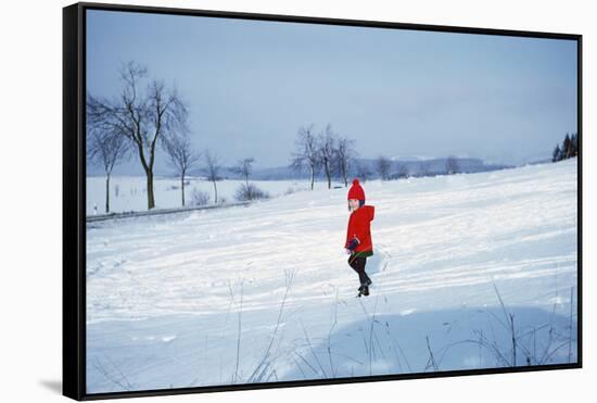 Germany - Bielefeld - 1960's Child Plays in Snow-Richard Baker-Framed Stretched Canvas