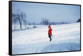 Germany - Bielefeld - 1960's Child Plays in Snow-Richard Baker-Framed Stretched Canvas