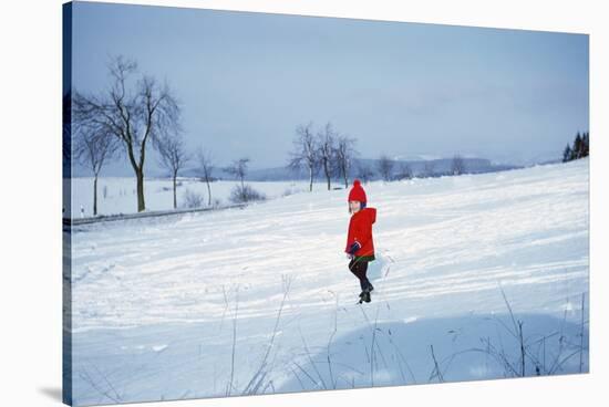 Germany - Bielefeld - 1960's Child Plays in Snow-Richard Baker-Stretched Canvas