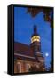 Germany, Brandenburg, Cottbus, Cathedral, Evening-Chris Seba-Framed Stretched Canvas