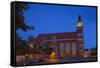 Germany, Brandenburg, Cottbus, Cathedral, Evening-Chris Seba-Framed Stretched Canvas