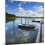 Germany, Brandenburg, Himmelpfort, Moderfitzsee, Jetty, Rowing Boats-Andreas Vitting-Mounted Photographic Print