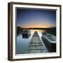 Germany, Brandenburg, Lake, Jetty, Boats, Evening Mood-Andreas Vitting-Framed Photographic Print