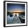 Germany, Brandenburg, Lake, Jetty, Boats, Evening Mood-Andreas Vitting-Framed Photographic Print