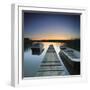 Germany, Brandenburg, Lake, Jetty, Boats, Evening Mood-Andreas Vitting-Framed Photographic Print